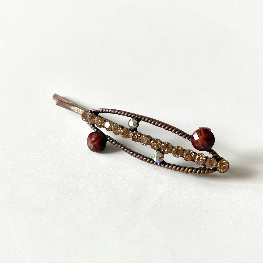 Vintage Costume Jewelry Rhinestone Studded Hair Pin
